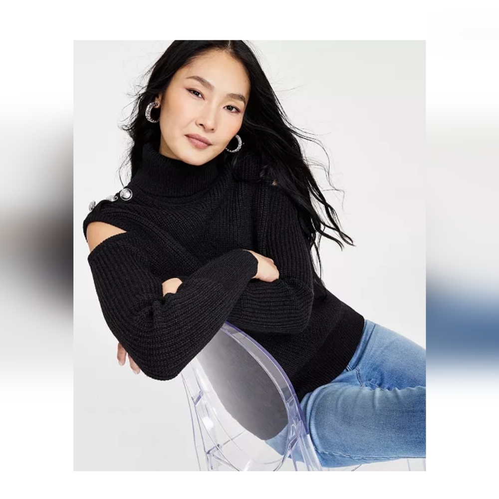 I.N.C. International Concepts, Women's Turtleneck Cold-Shoulder Sweater